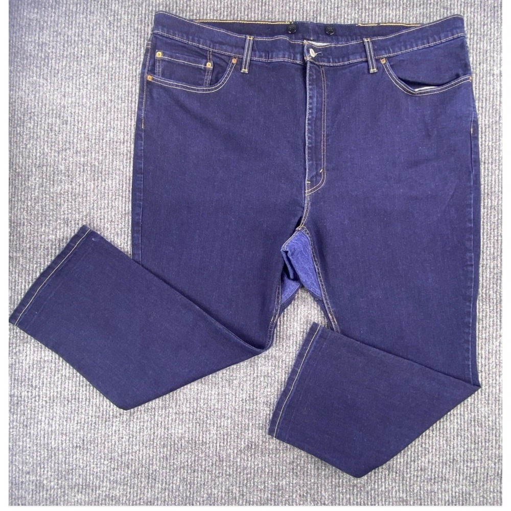 Levi Strauss & Co Denim Jeans Mens 46x27 Dark Blue Straight Leg Classic Workwear